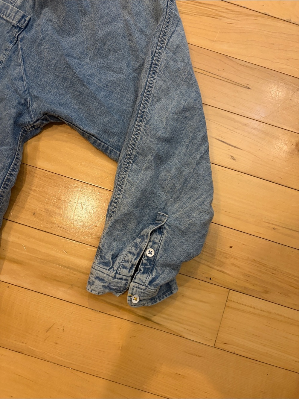 Pilcro Washed Denim Button-Down Shirt in Light Blue - Picture 4 of 6